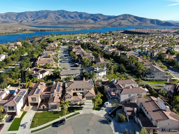 Upper middle class neighborhood with identical residential subdivision, South California