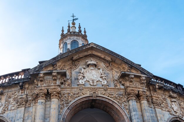 Upper part of the entrance of the Sanctuary of Loyola Baroque church of Azpeitia in Gipuzkoa