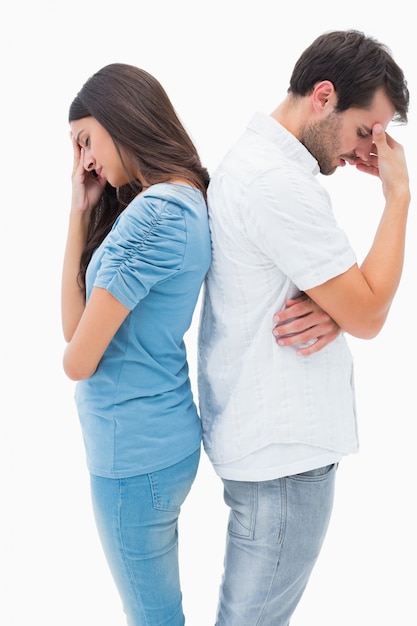 Upset couple not talking to each other after fight