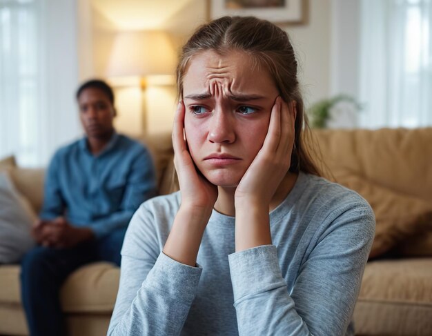 Foto ragazza adolescente sconvolta problemi familiari