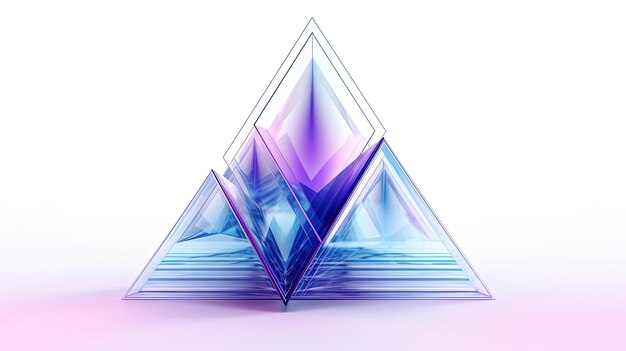 an upside down triangle in purple and blue on white in the style of rendered in cinema4d