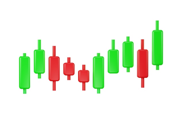 Uptrend bullish candlestick finance chart stock market crypto trading graph indicator 3d render