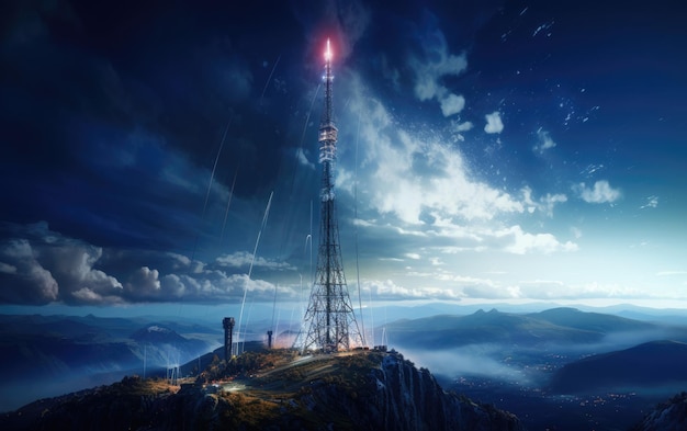 Телекоммуникационная башня, направленная вверх