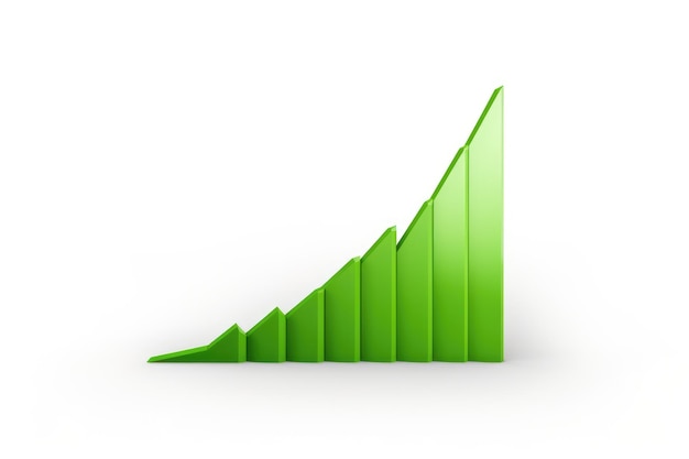 Диаграмма прогресса восходящего роста с изогнутым серым графиком и стрелкой на зеленом фоне