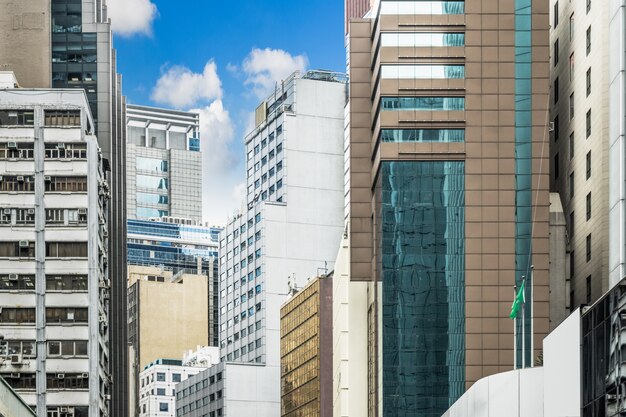 An upward view of the city's modern architectural appearance, Hongkong, China