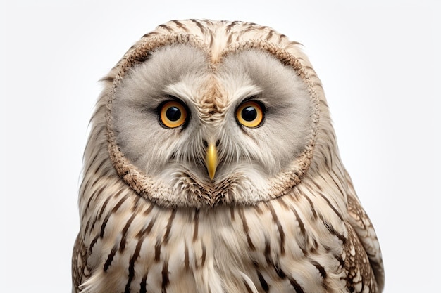 Ural Owl Beauty Isolated On White Background