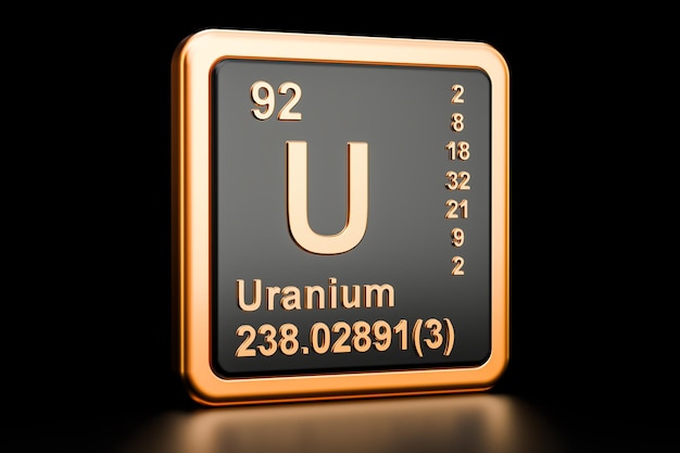 Photo uranium u chemical element 3d rendering