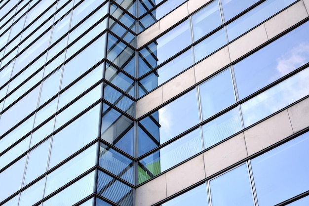 Urban abstract windowed wall of office building Detail shot of modern business building in city