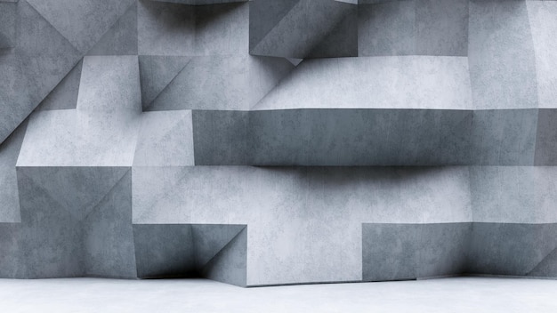 Urban Aesthetics in Focus Abstract Geometric Polygonal Concrete Wall Background 3D render