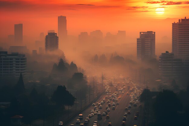 도시 대기질 환경이 오염을 드러냅니다.
