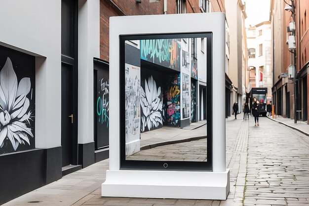 Photo urban ar street art augmented reality installation mockup with blank white space