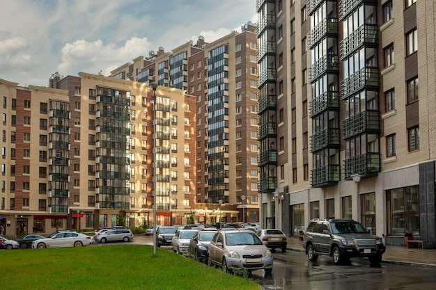 Urban area of highrise buildings apartments