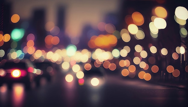 Urban background Blurred night city Generative AI