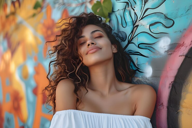 Urban Blossom Красивые девушки, весеннее очарование с пастельными граффити