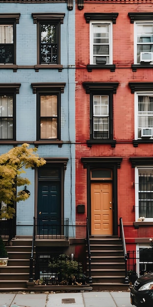 Photo urban brownstone rowhouses