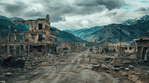 Foto la calamità urbana e le montagne immobile