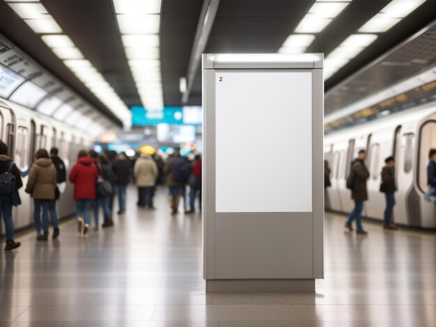 Urban Canvas Blank Vertical Poster in a Public Place with Illumination