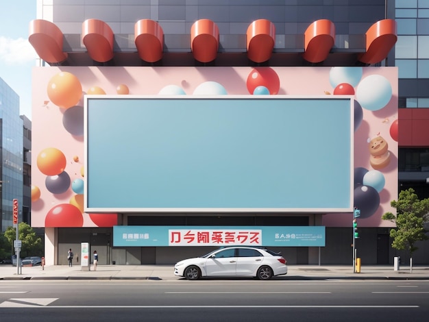 現代のディスプレイの都市キャンバス大型掲示板広告モックアップ