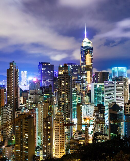 Urban city in Hong Kong at night