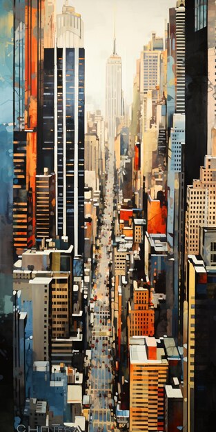 Urban Cityscape Painting of New York City