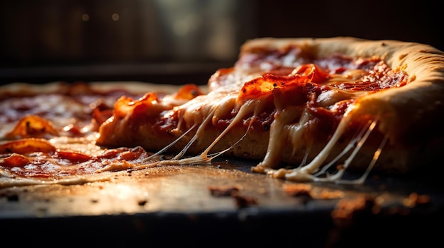 Urban Delight Vivid CloseUp of a Glistening Pepperoni Pizza Slice