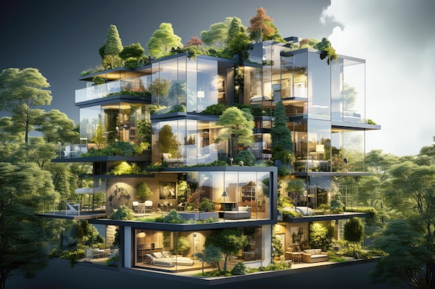 Urban ecosystem investment greenery clad glass building