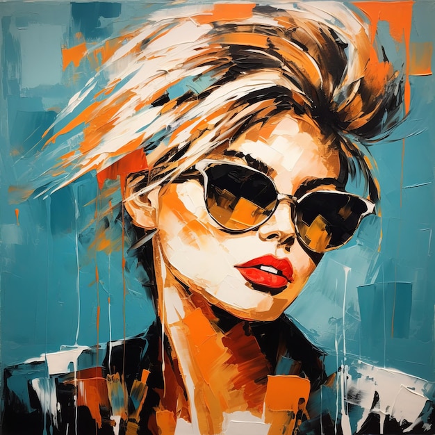 Urban And Edgy Artwork Portrait Of A Woman Wearing Sunglasses