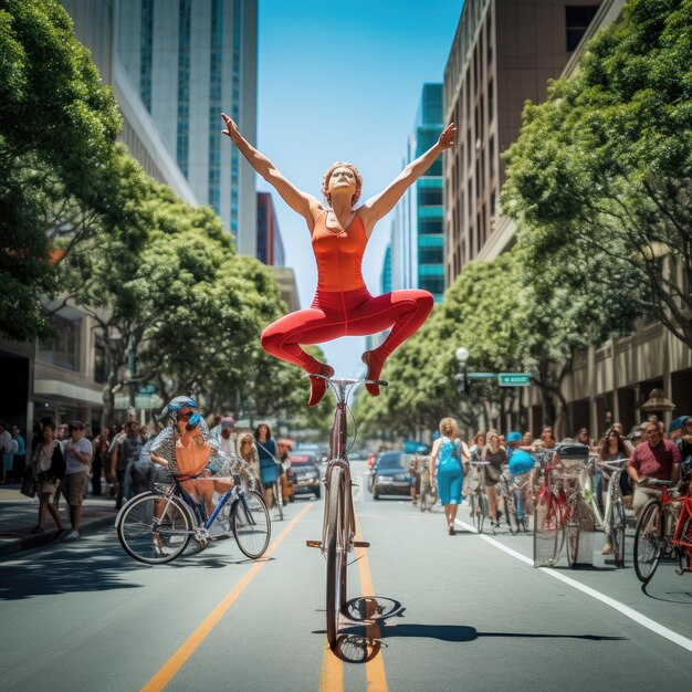 Foto urban elegance city bike ballet ia generativa