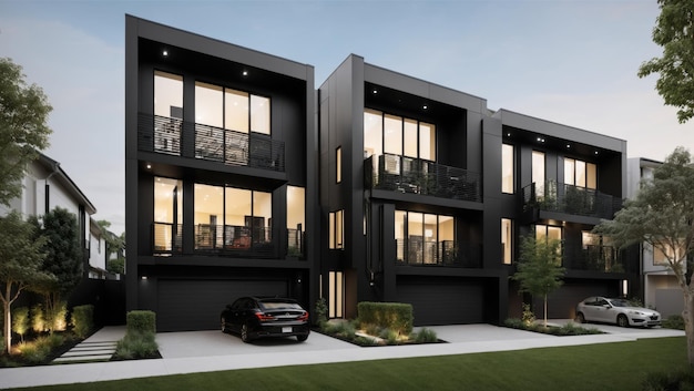 Urban Elegance Striking Black Modular Townhouses of the Future
