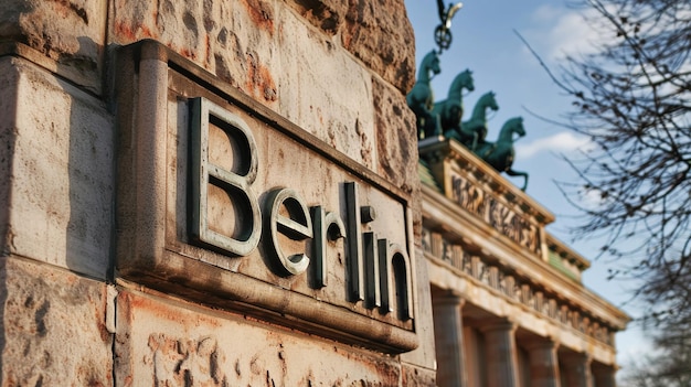 Photo urban exploration iconic berlin sign with historic architecture in the background discover the cha