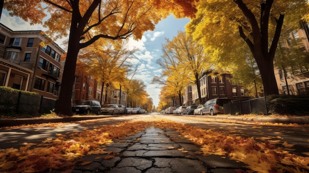 Фото Городская среда осень оранжевые листья города