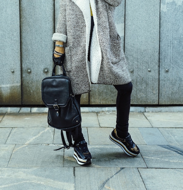Urban fashion Stylish model in trend clothing and accessories
