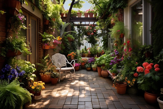 Urban Gardens Showcase small gardens or green spaces in urban environments AI Image