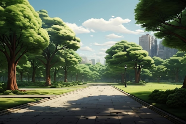 Городские зеленые пространства Исследование сущности спокойной городской парковой сцены без людей