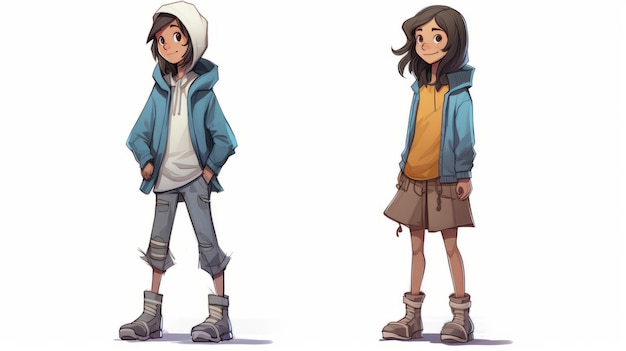 Urban Grittiness Two Girls In 2d Game Art Style