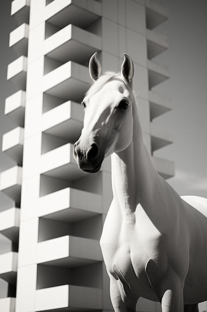 Foto armonia urbana i cavalli maestà minimalista in moderne linee geometriche generativa ia