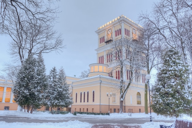 Urban historic architecture in winter