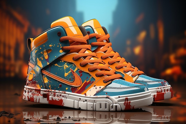 Urban kick high colorful sports shoes in the style of new york