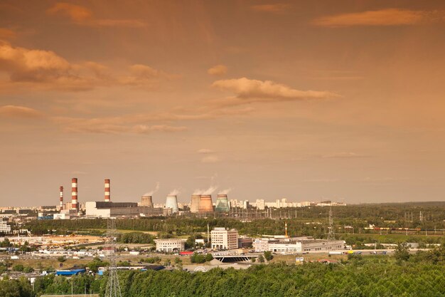 urban landscape in the early morning in a haze.