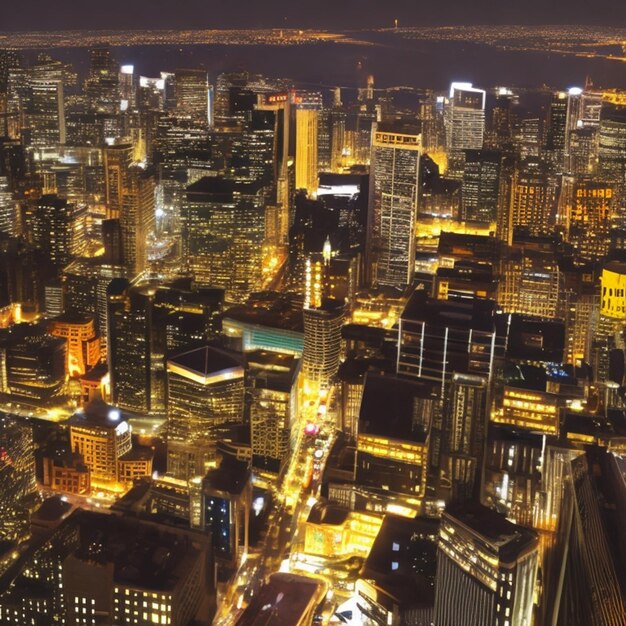 Urban landscape at night with city lights