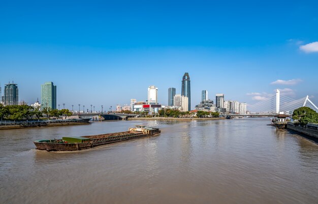 Urban landscape street view of Sanjiangkou, Ningbo