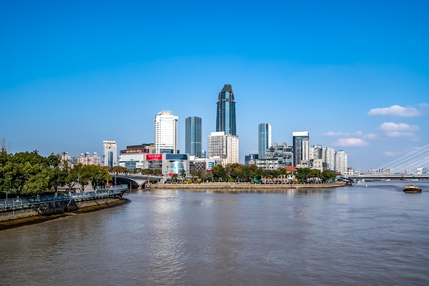 Urban landscape street view of Sanjiangkou, Ningbo