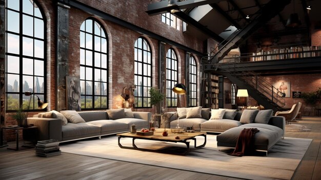 Urban loft decor interior design