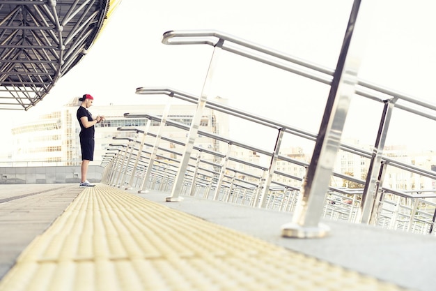 Urban man prepare to jogging in the city Working out urban