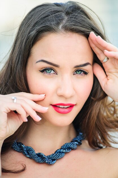 Urban outdoor portrait of young beautiful woman.