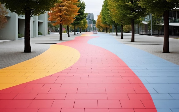 都市部の小道をカラーで彩る