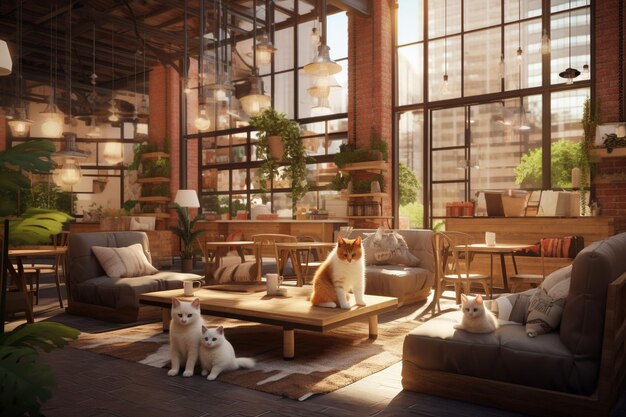 Urban petfriendly cafes with designated areas Generative ai