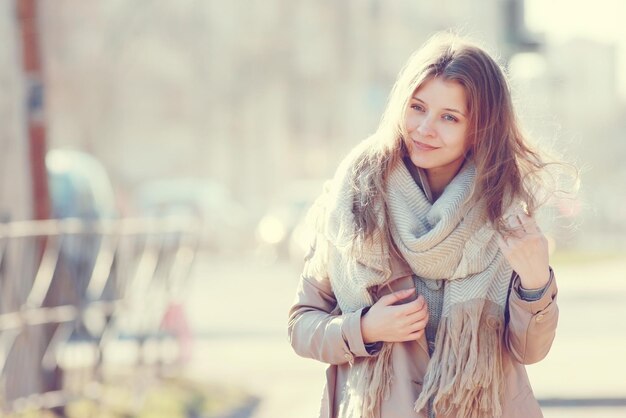 Urban portrait of a girl in bright colors