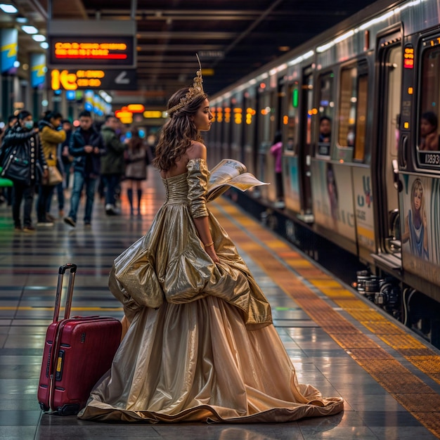 Urban princess Elegance on the Metro