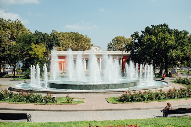 Urban public fountain in a park